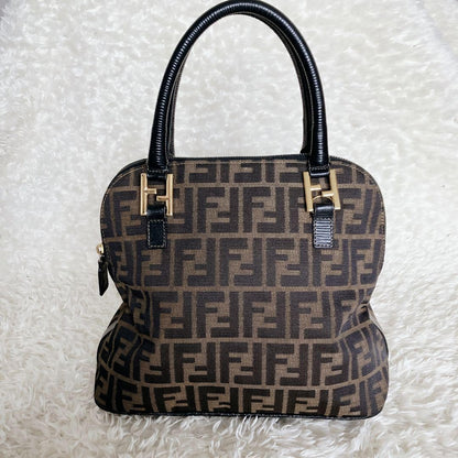 FENDI Hand Bag Tote Purse FF Zucca Canvas Authentic