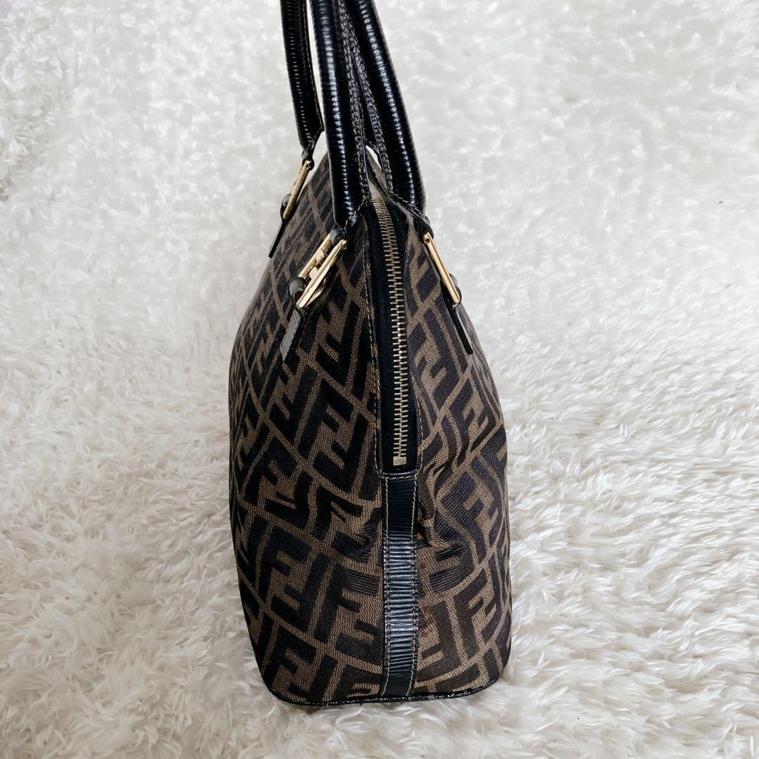 FENDI Hand Bag Tote Purse FF Zucca Canvas Authentic