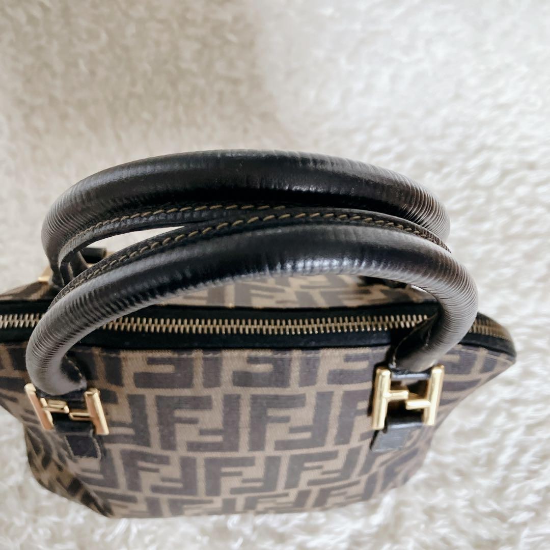 FENDI Hand Bag Tote Purse FF Zucca Canvas Authentic