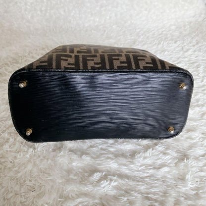 FENDI Hand Bag Tote Purse FF Zucca Canvas Authentic