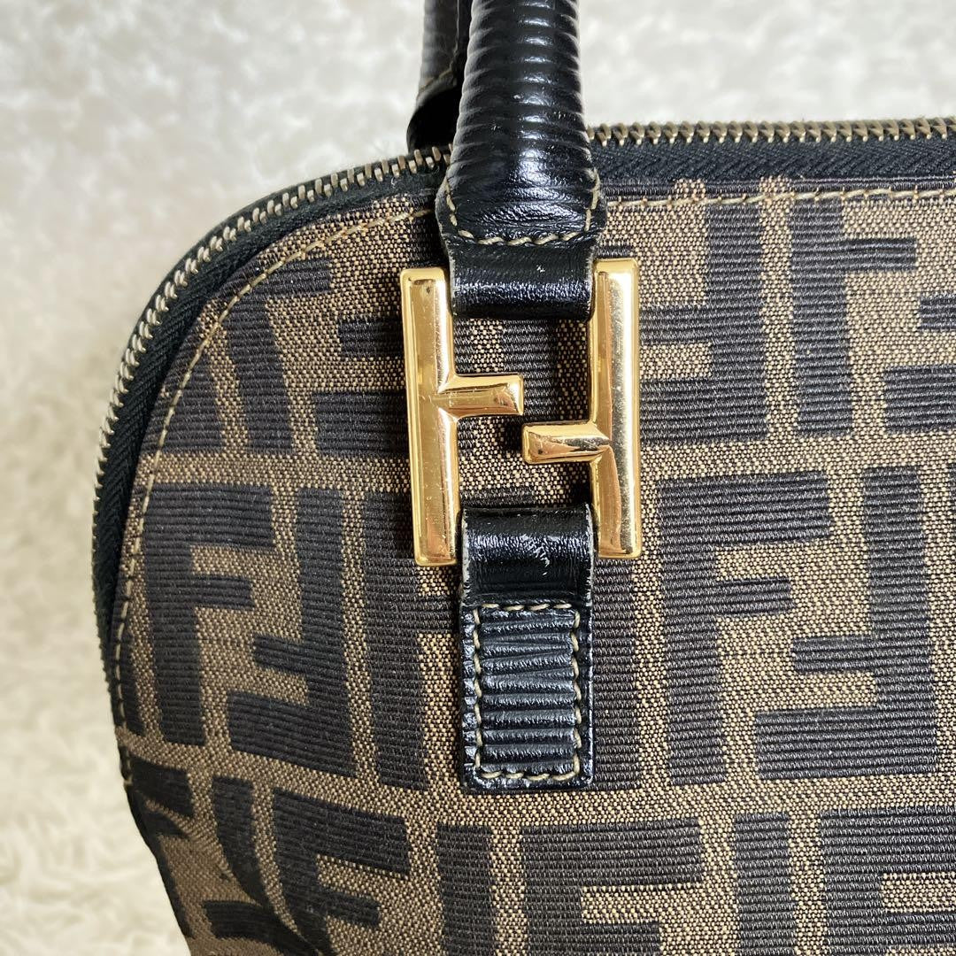 FENDI Hand Bag Tote Purse FF Zucca Canvas Authentic