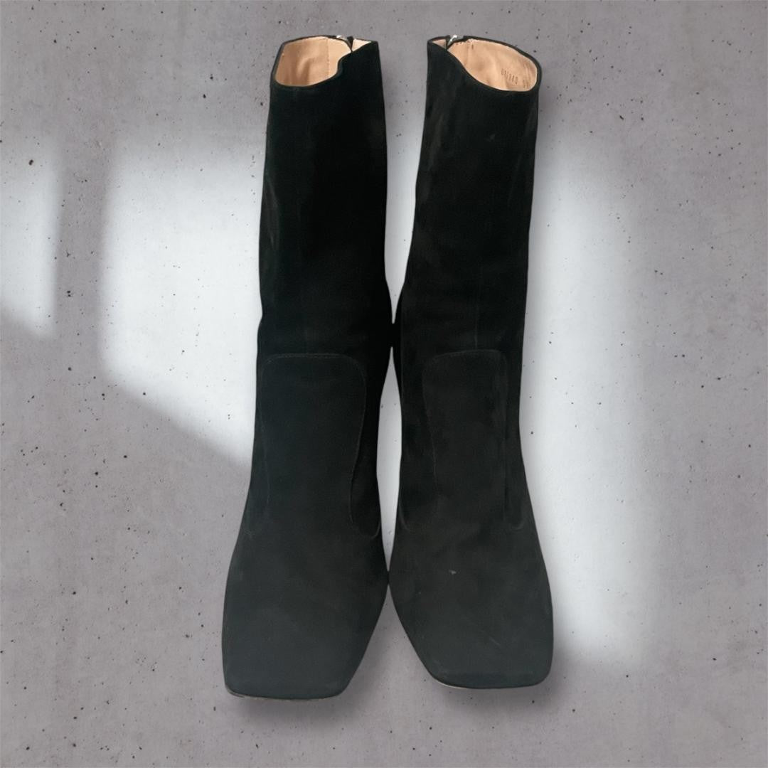 FENDI Short Boots Shoes EU 40 US 10 Suede Black Authentic