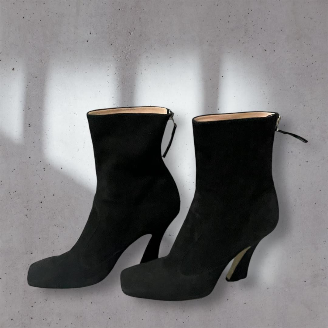 FENDI Short Boots Shoes EU 40 US 10 Suede Black Authentic