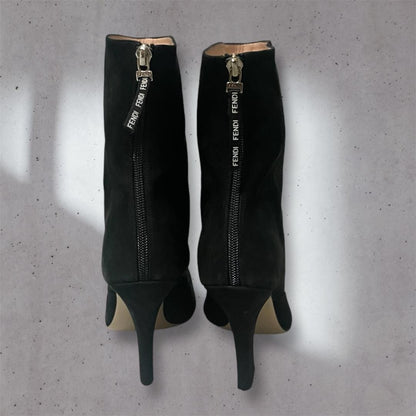 FENDI Short Boots Shoes EU 40 US 10 Suede Black Authentic