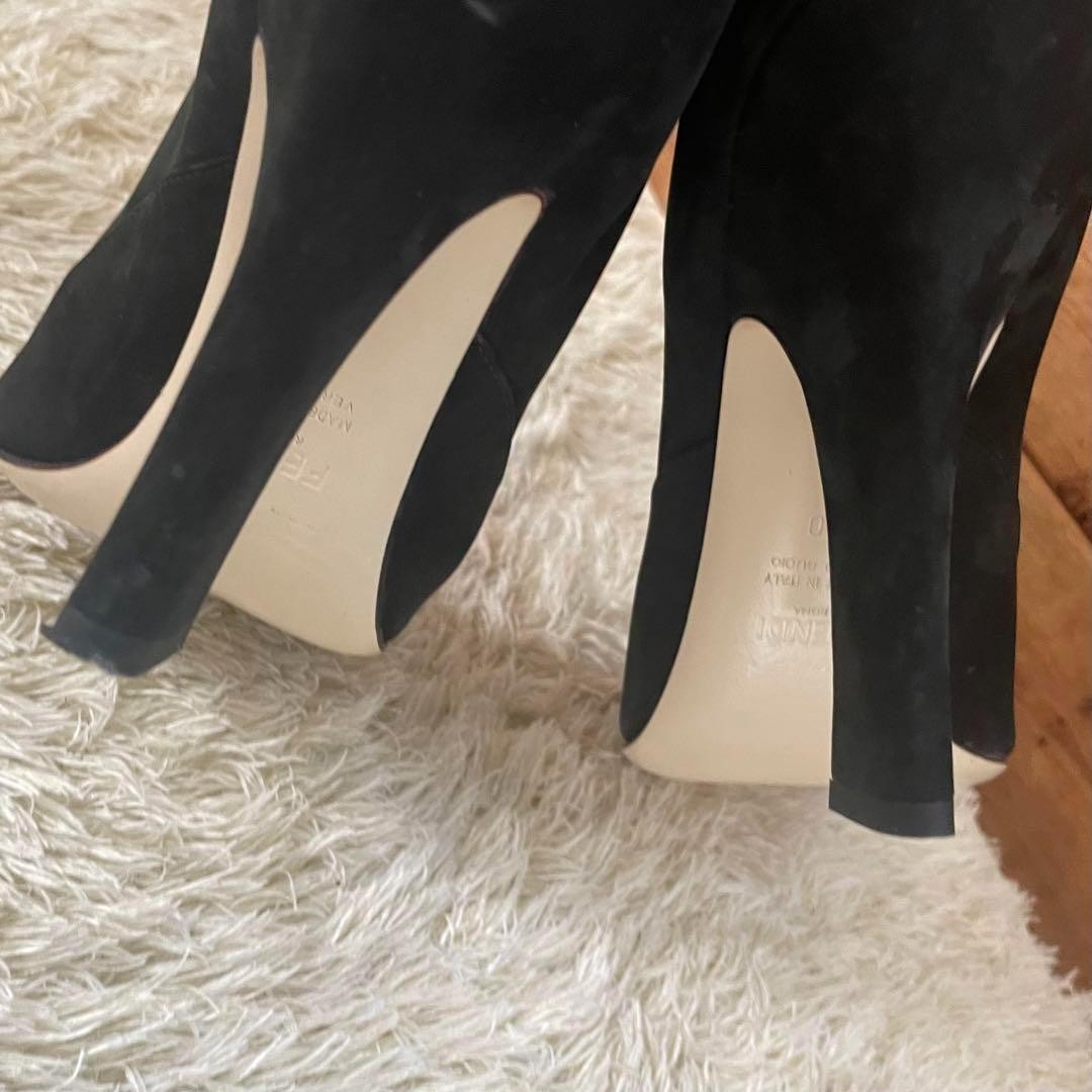 FENDI Short Boots Shoes EU 40 US 10 Suede Black Authentic