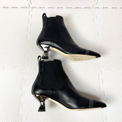 FENDI Short Boots Shoes EU 35 US 5 Leather Black Authentic