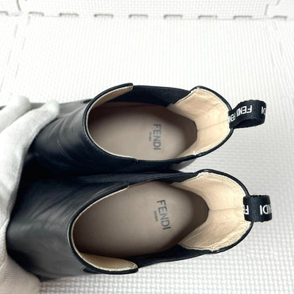 FENDI Short Boots Shoes EU 35 US 5 Leather Black Authentic