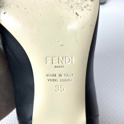 FENDI Short Boots Shoes EU 35 US 5 Leather Black Authentic