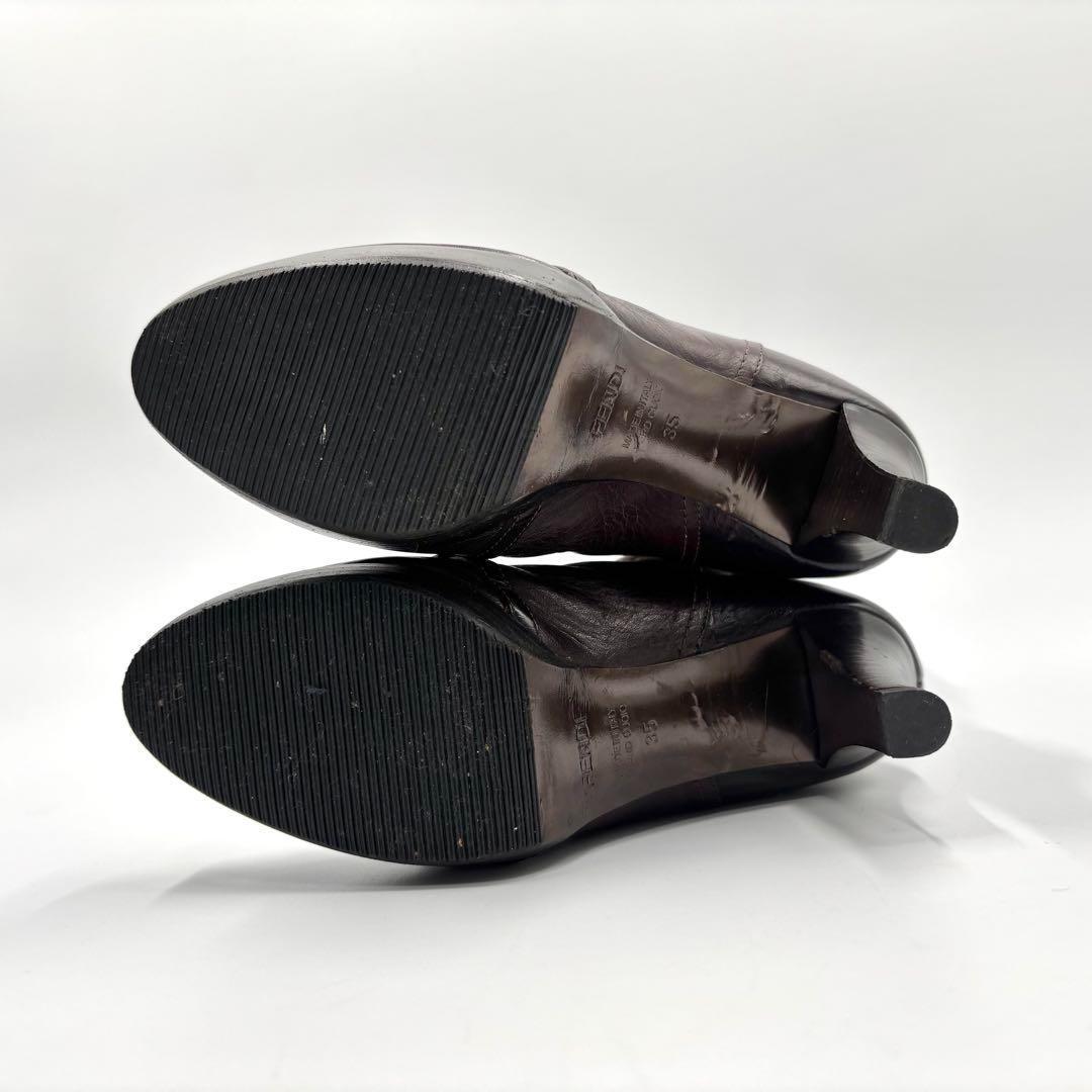 FENDI Long Boots Shoes FF Zucca EU 35 US 5 Brown Authentic