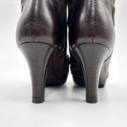 FENDI Long Boots Shoes FF Zucca EU 35 US 5 Brown Authentic