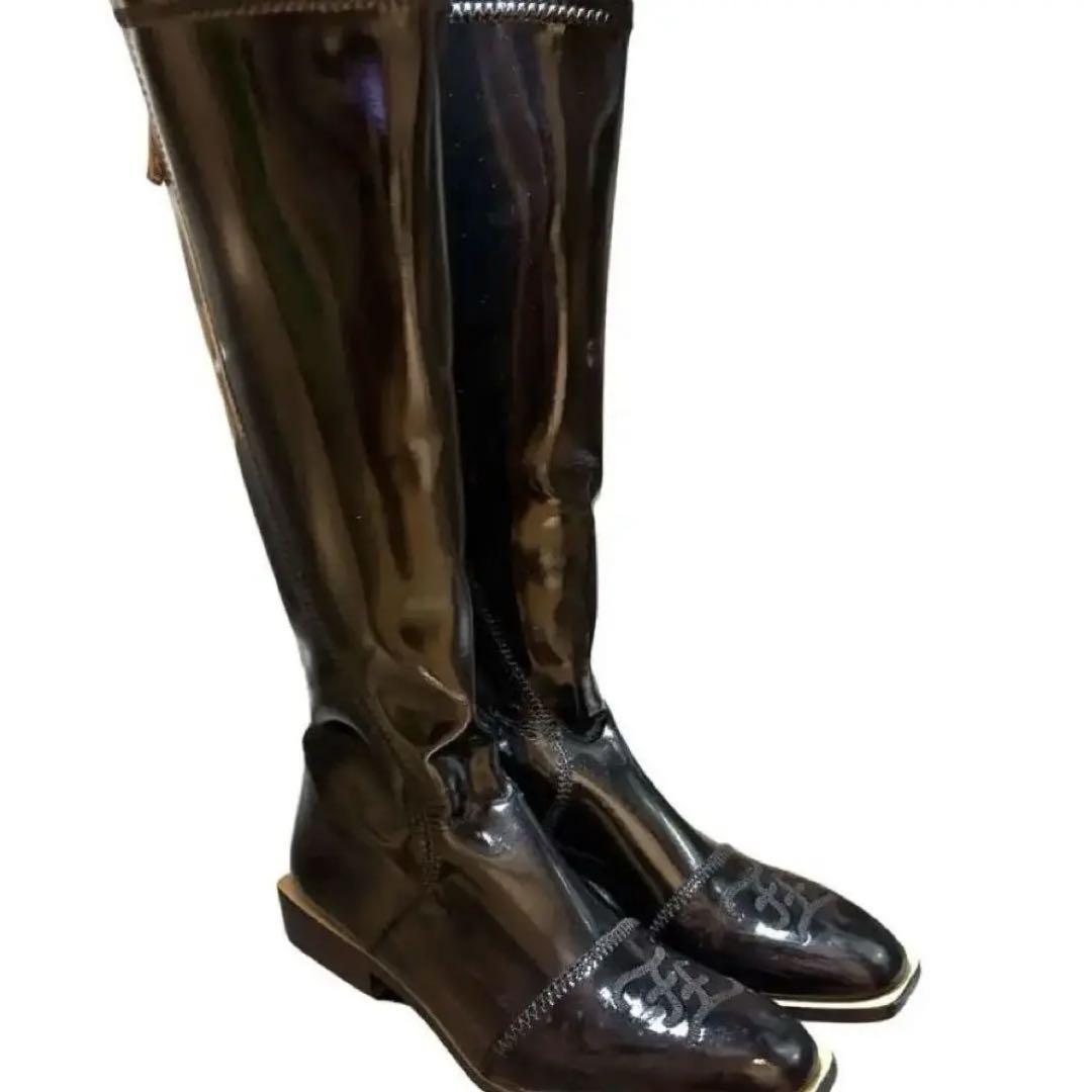 FENDI Long Boots Shoes EU 38 US 8 Black Authentic