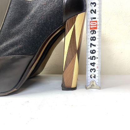 FENDI Short Boots Shoes EU 39 US 9 Leather Brown Authentic