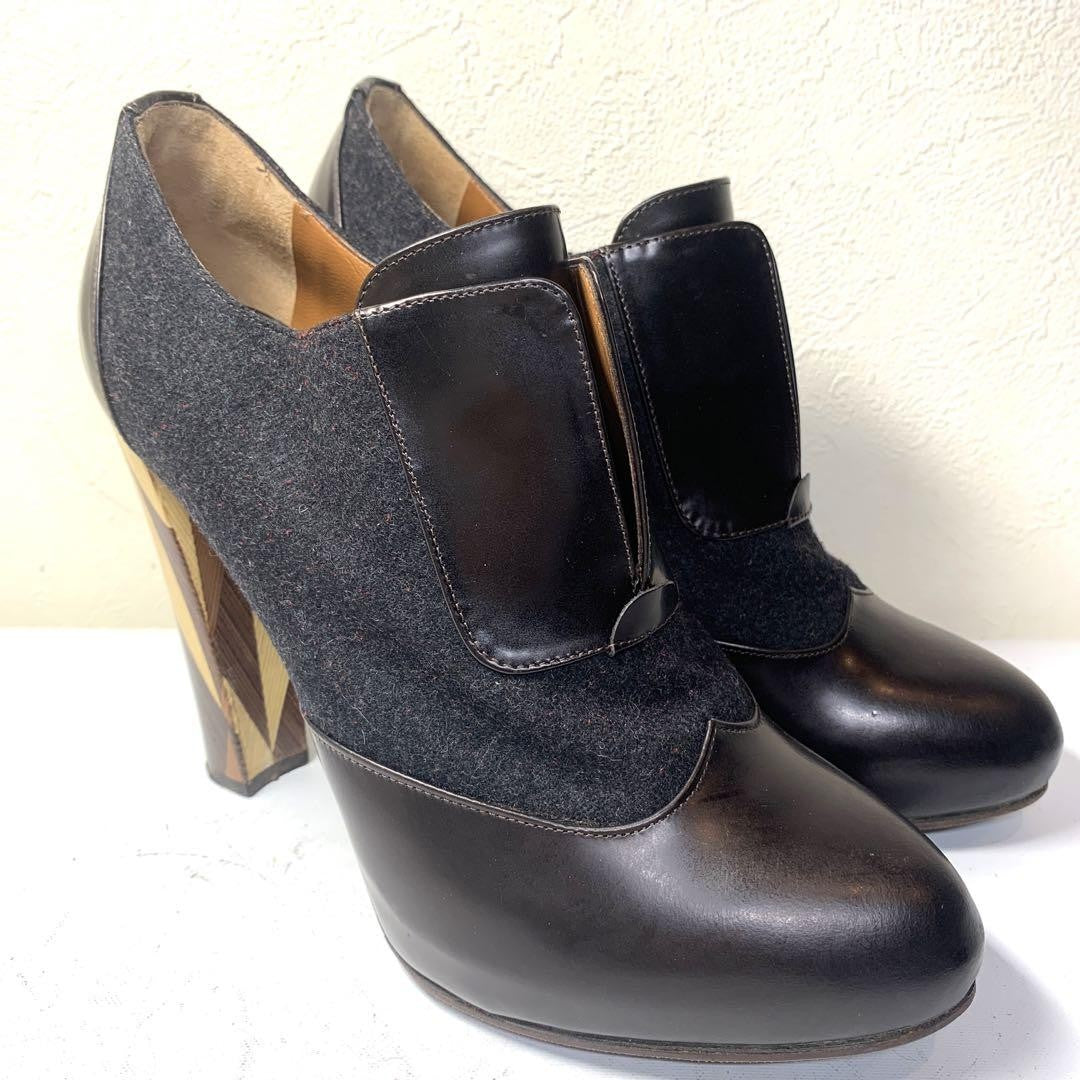 FENDI Short Boots Shoes EU 39 US 9 Leather Brown Authentic