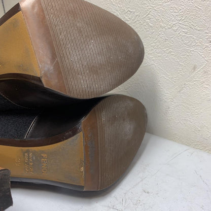 FENDI Short Boots Shoes EU 39 US 9 Leather Brown Authentic