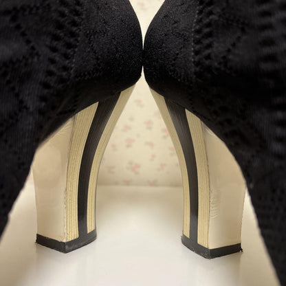 FENDI Socks Boots Shoes EU 38 US 8 Knit Black Authentic