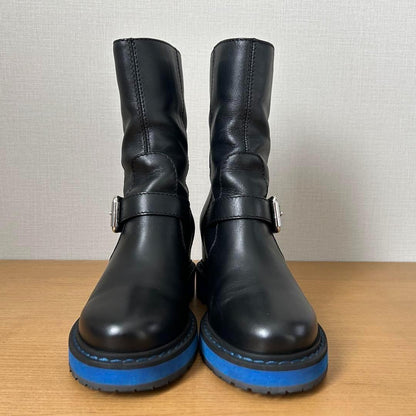 FENDI Short Boots Shoes EU 36 US 6 Leather Black Blue Authentic