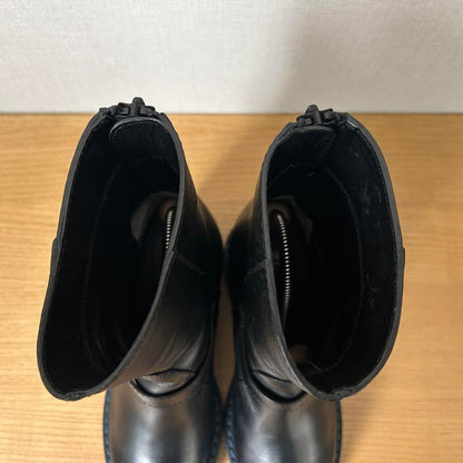 FENDI Short Boots Shoes EU 36 US 6 Leather Black Blue Authentic