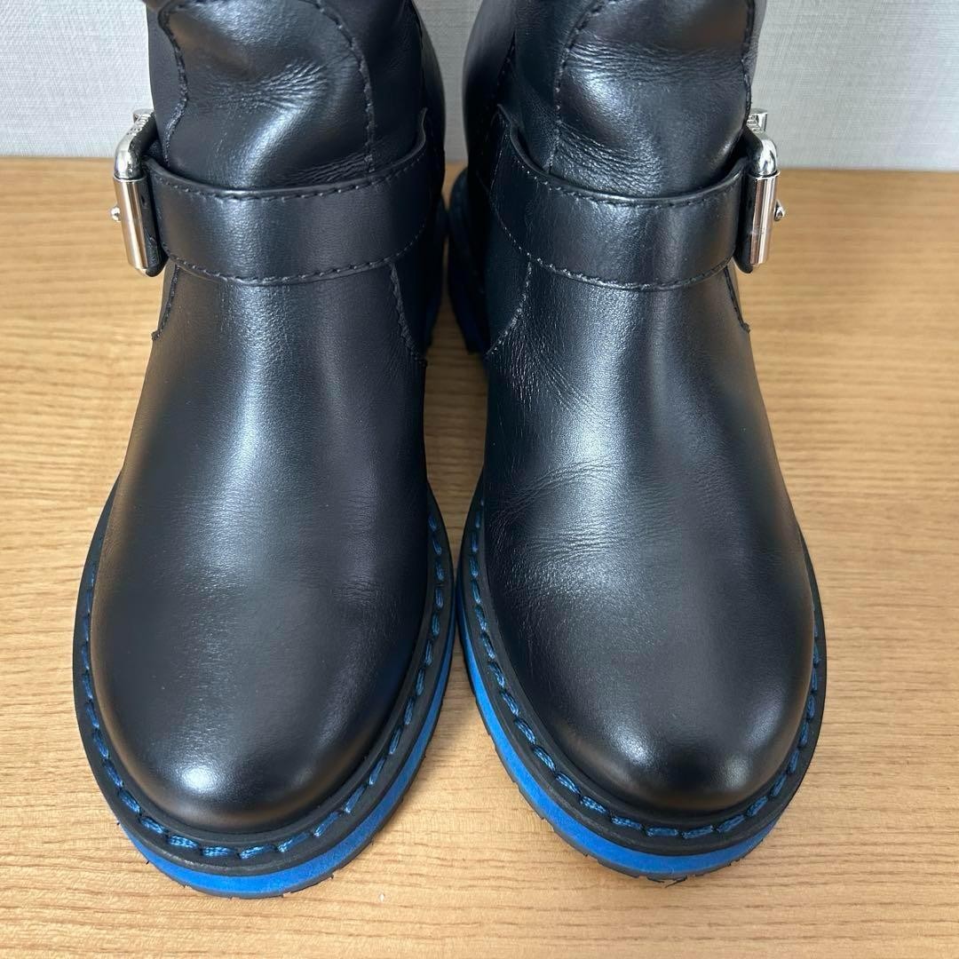 FENDI Short Boots Shoes EU 36 US 6 Leather Black Blue Authentic