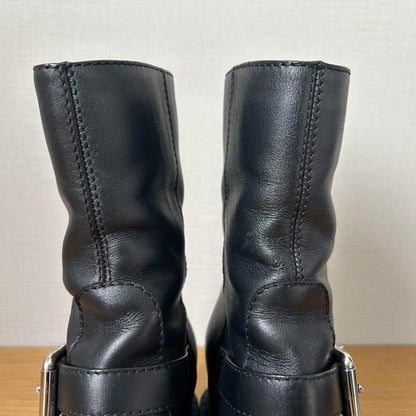 FENDI Short Boots Shoes EU 36 US 6 Leather Black Blue Authentic
