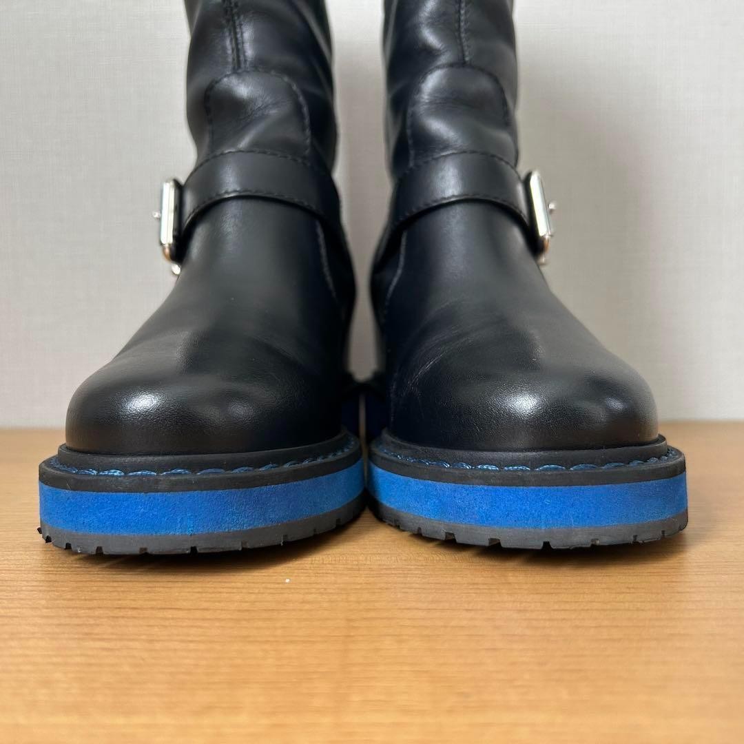 FENDI Short Boots Shoes EU 36 US 6 Leather Black Blue Authentic