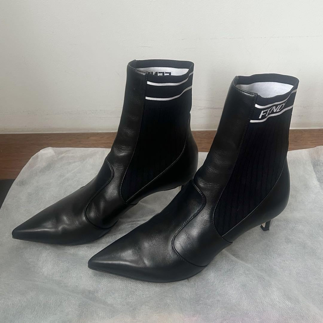 FENDI Short Boots Shoes EU 35 US 5 Black Authentic