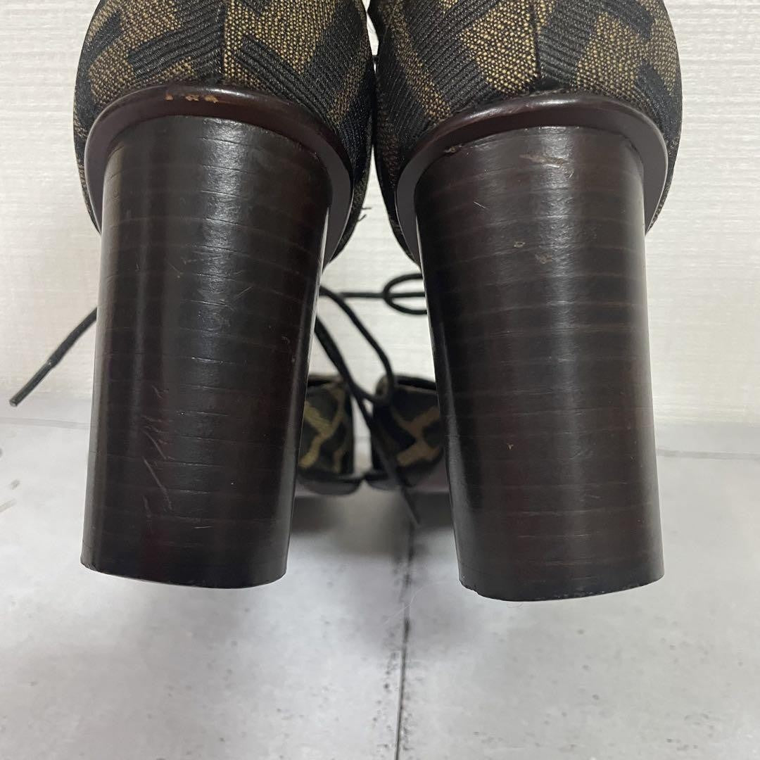 FENDI Shoes Pumps Heel FF Zucca EU 36.5 US 6.5 Multicolor Authentic