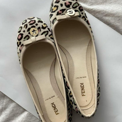 FENDI Shoes Pumps Ballet flat shoes EU 35 US 5 Leopard Authentic