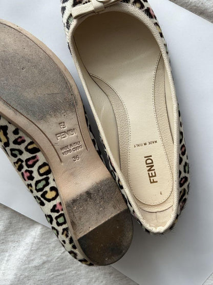 FENDI Shoes Pumps Ballet flat shoes EU 35 US 5 Leopard Authentic