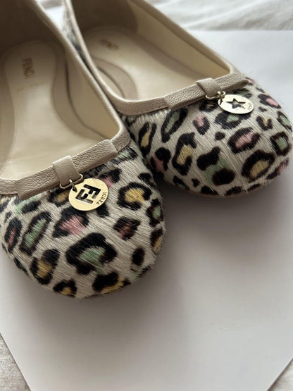 FENDI Shoes Pumps Ballet flat shoes EU 35 US 5 Leopard Authentic