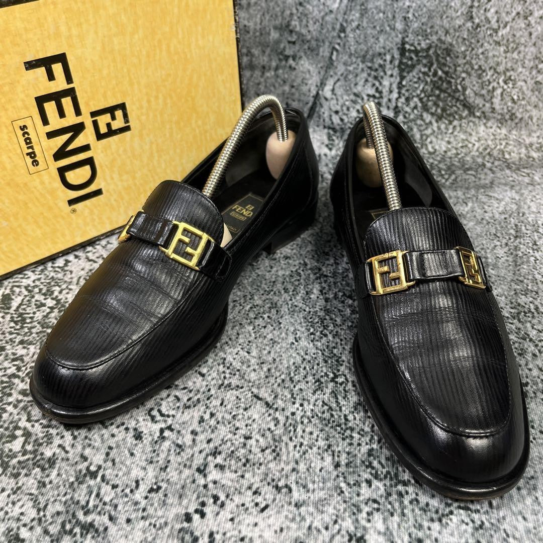 FENDI Loafers Shoes FF EU 37.5 US 7.5 Black Authentic