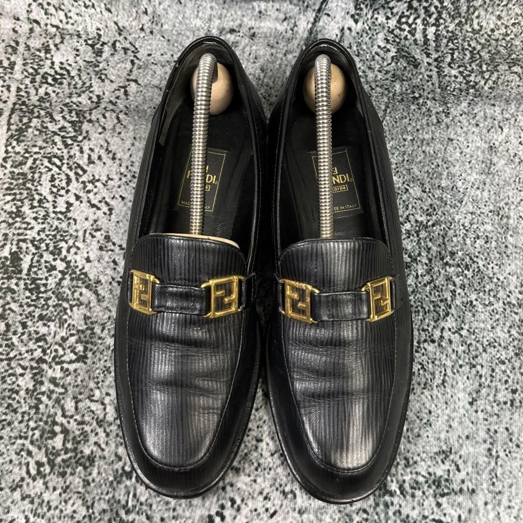 FENDI Loafers Shoes FF EU 37.5 US 7.5 Black Authentic