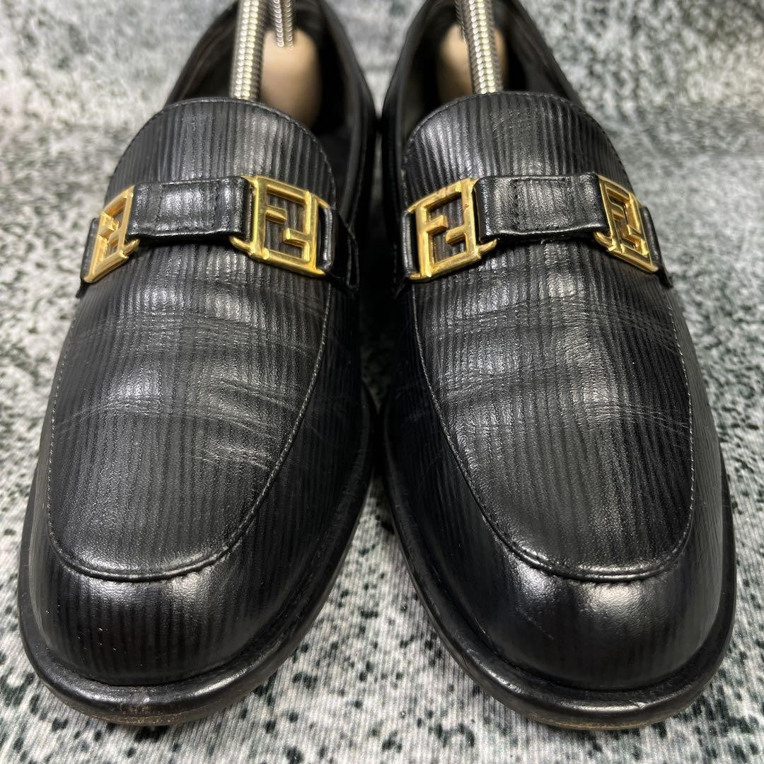 FENDI Loafers Shoes FF EU 37.5 US 7.5 Black Authentic