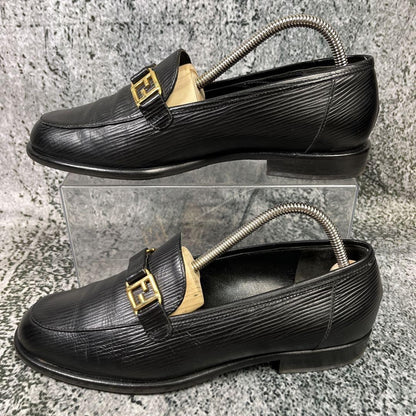 FENDI Loafers Shoes FF EU 37.5 US 7.5 Black Authentic