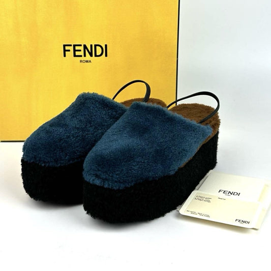 FENDI Sandals Shoes EU 36 US 6 Blue Brown Black Authentic