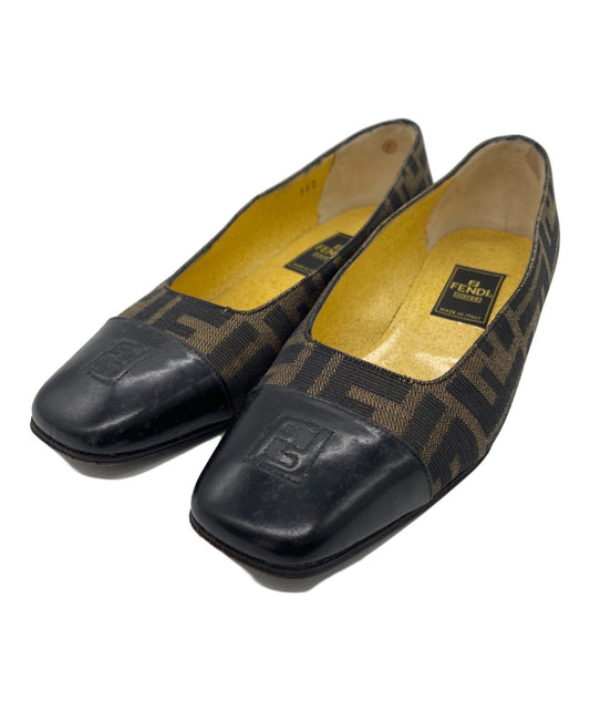 FENDI Shoes Pumps Heel FF Zucca EU 35.5 US 5.5 Brown Black Authentic