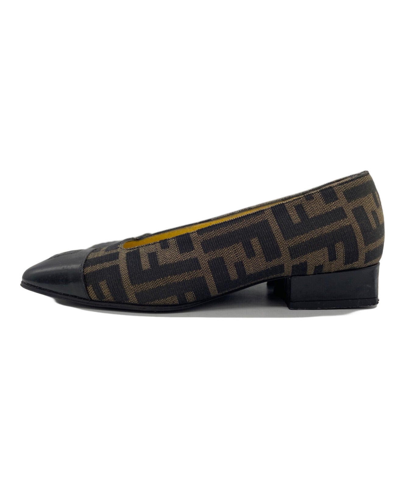 FENDI Shoes Pumps Heel FF Zucca EU 35.5 US 5.5 Brown Black Authentic