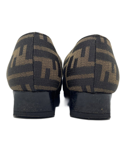 FENDI Shoes Pumps Heel FF Zucca EU 35.5 US 5.5 Brown Black Authentic