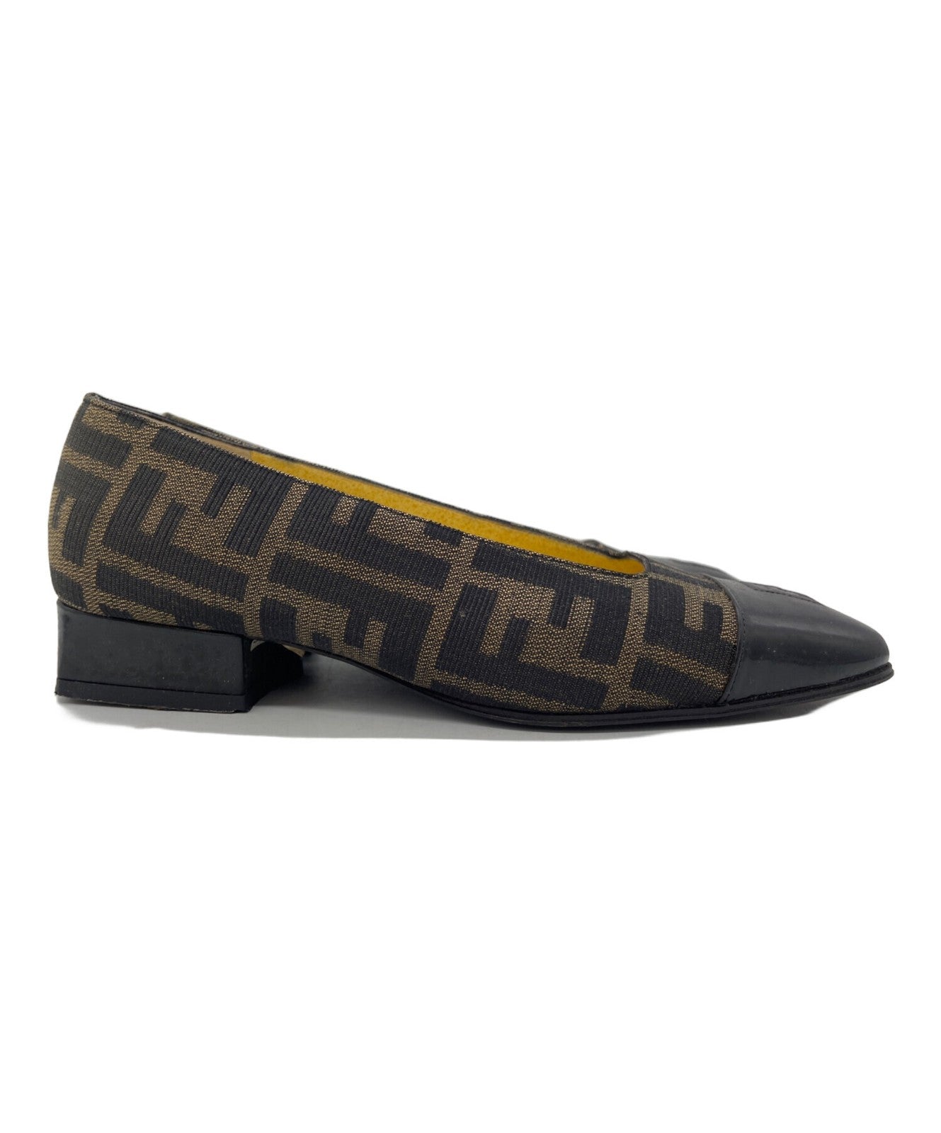 FENDI Shoes Pumps Heel FF Zucca EU 35.5 US 5.5 Brown Black Authentic