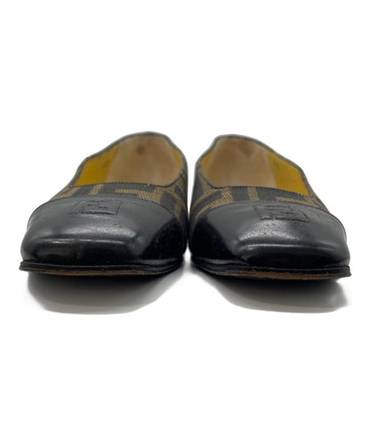 FENDI Shoes Pumps Heel FF Zucca EU 35.5 US 5.5 Brown Black Authentic