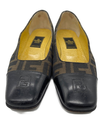 FENDI Shoes Pumps Heel FF Zucca EU 35.5 US 5.5 Brown Black Authentic