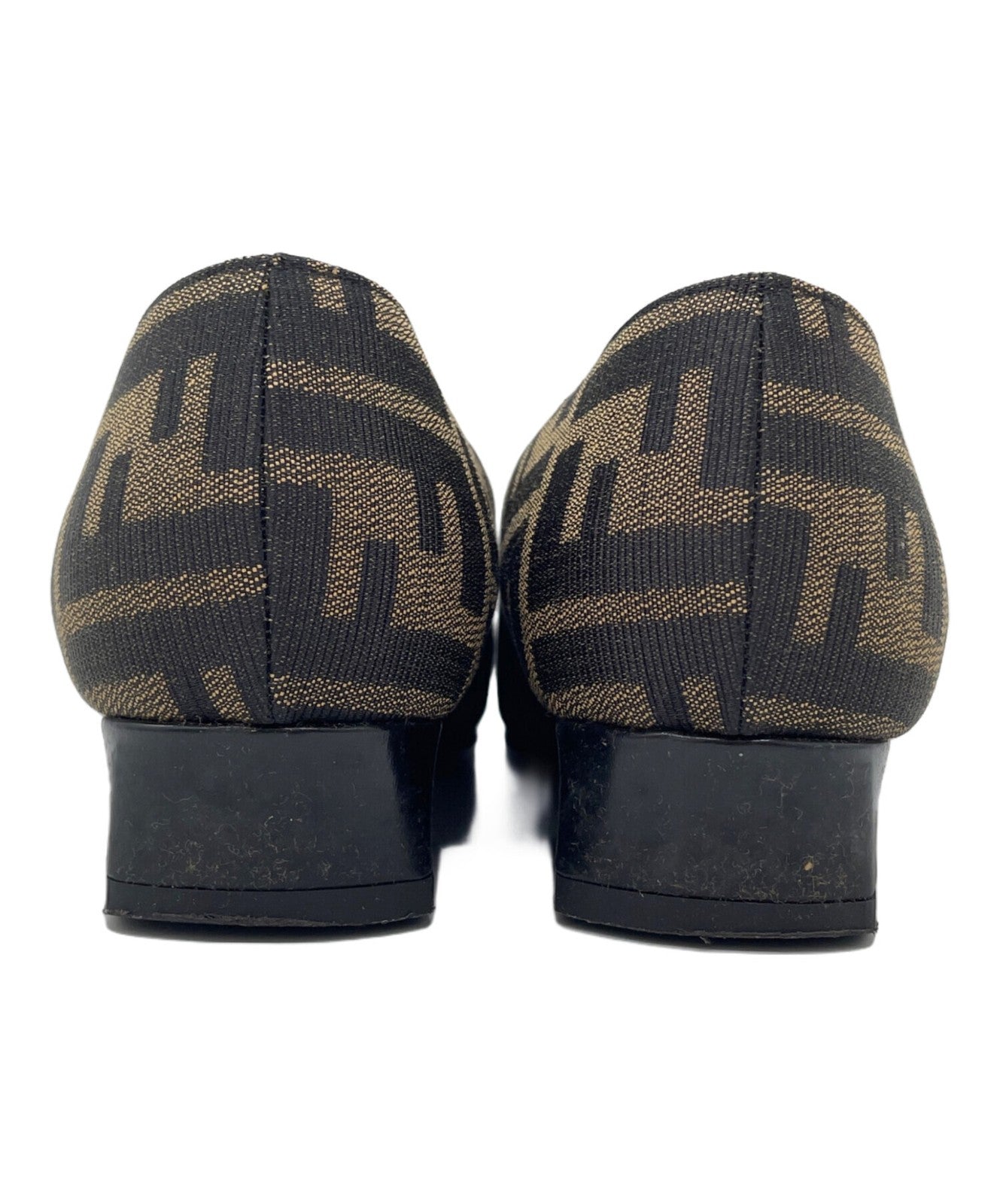 FENDI Shoes Pumps Heel FF Zucca EU 35.5 US 5.5 Brown Black Authentic