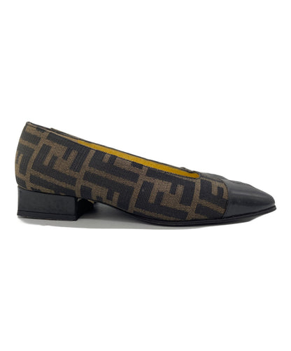 FENDI Shoes Pumps Heel FF Zucca EU 35.5 US 5.5 Brown Black Authentic