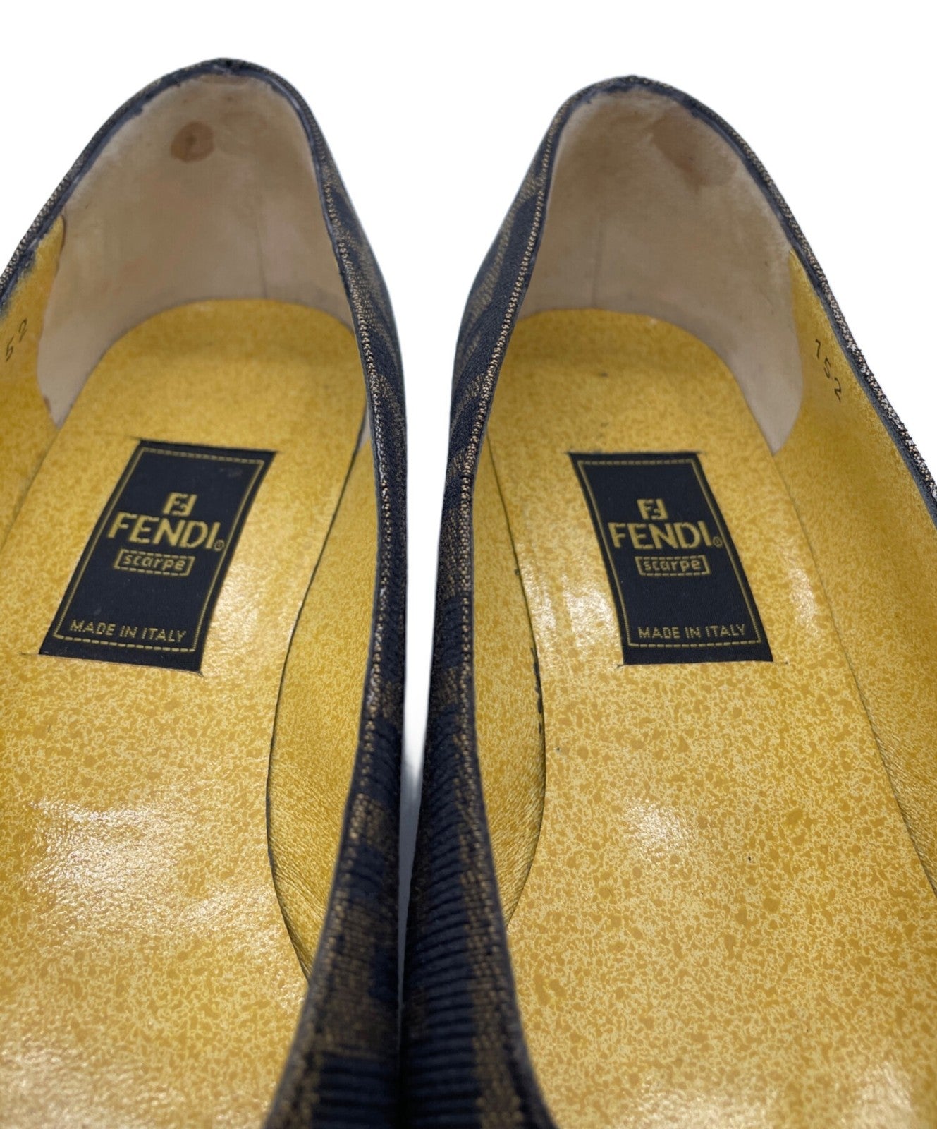 FENDI Shoes Pumps Heel FF Zucca EU 35.5 US 5.5 Brown Black Authentic