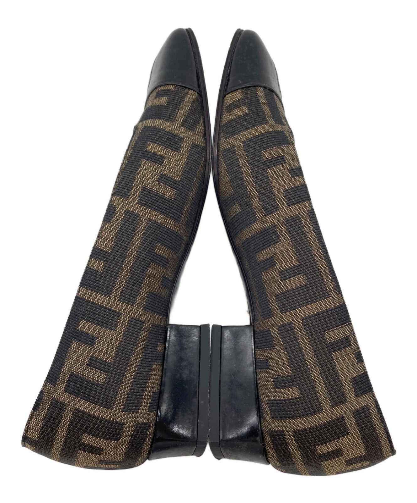 FENDI Shoes Pumps Heel FF Zucca EU 35.5 US 5.5 Brown Black Authentic