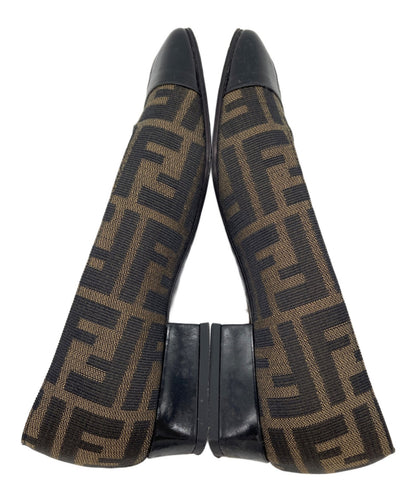 FENDI Shoes Pumps Heel FF Zucca EU 35.5 US 5.5 Brown Black Authentic