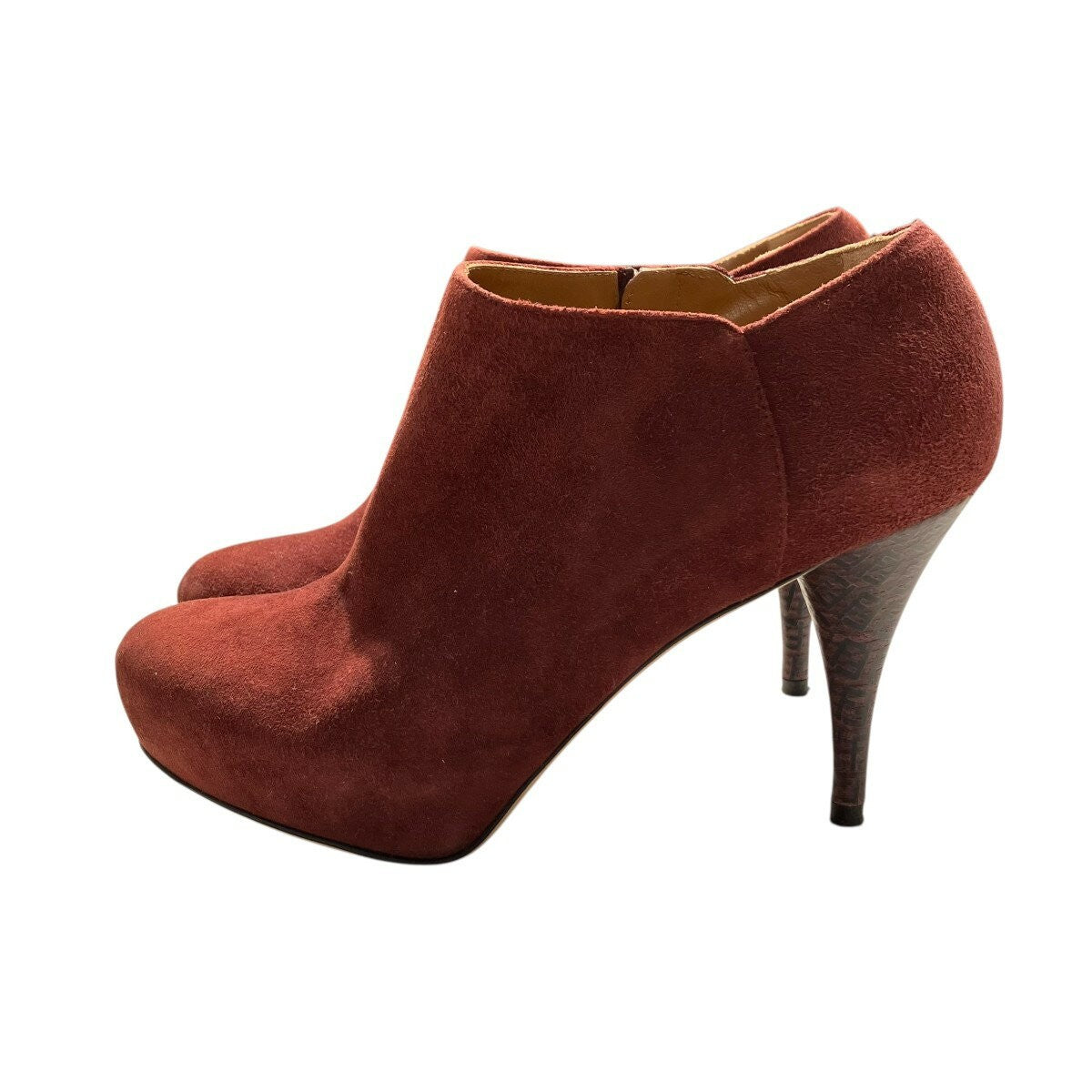 FENDI Short Bootie Boots Shoes EU 36.5 US 6.5 Wine Red Authentic