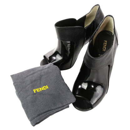 FENDI Boots Shoes EU 37 US 7 Leather Black Authentic