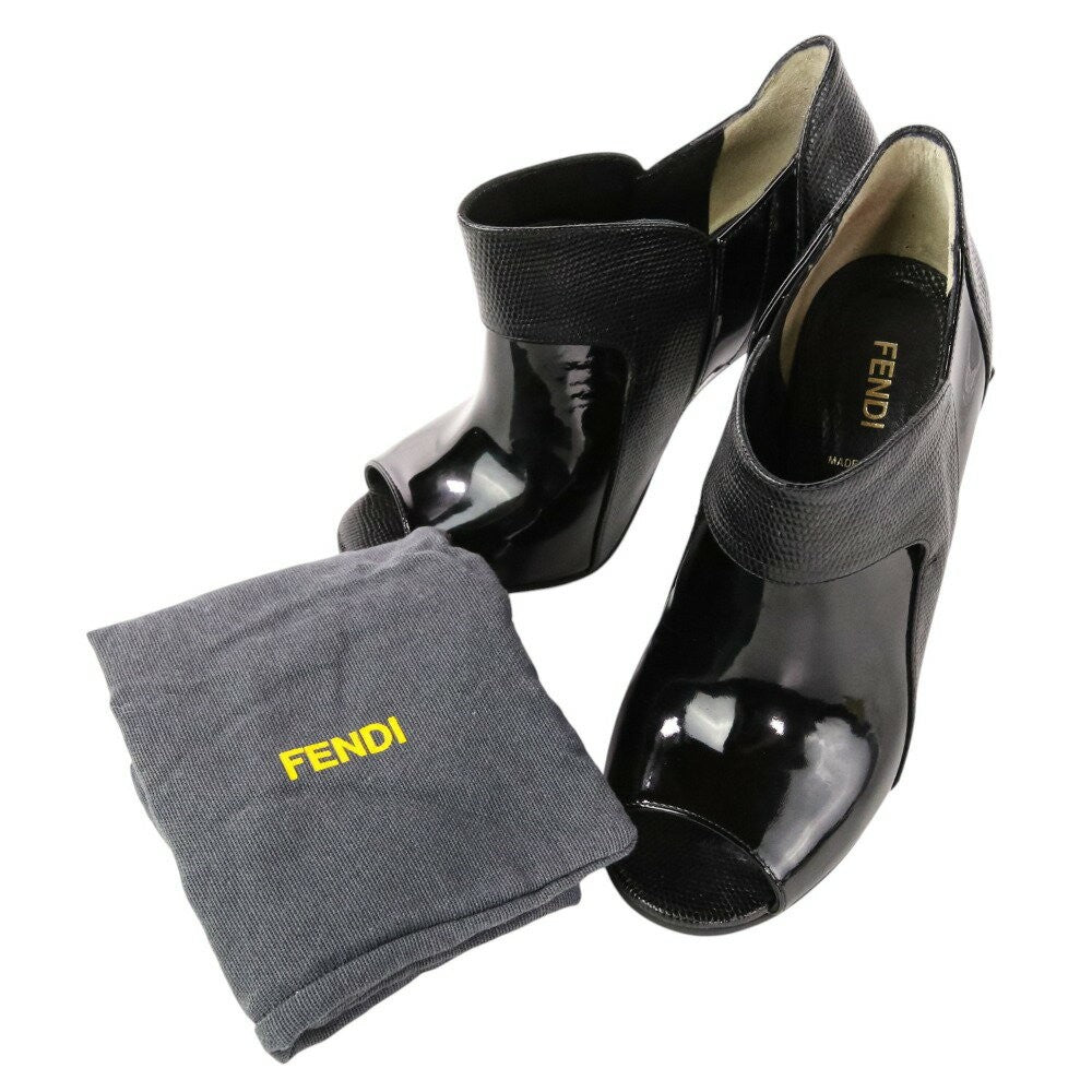 FENDI Boots Shoes EU 37 US 7 Leather Black Authentic
