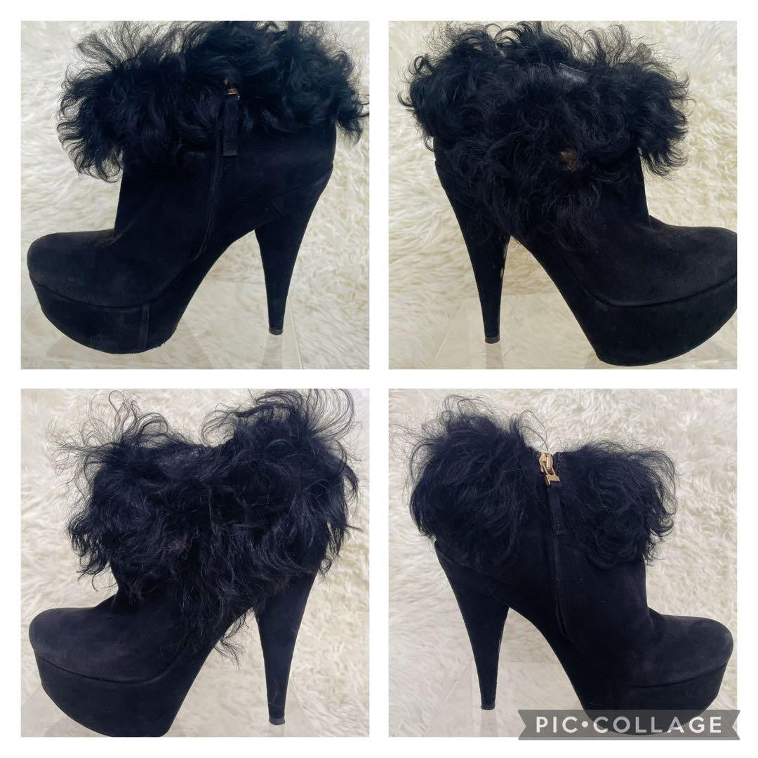FENDI Short Boots Shoes EU 36.5 US 6.5 Suede Black Authentic