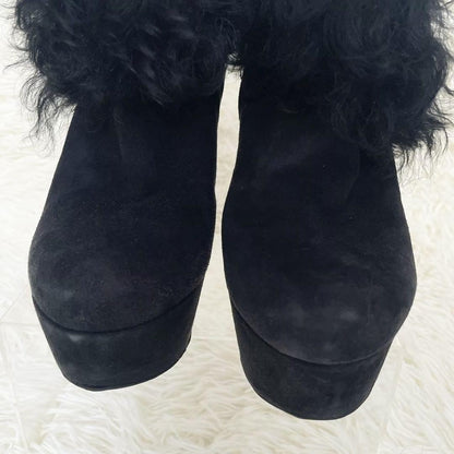 FENDI Short Boots Shoes EU 36.5 US 6.5 Suede Black Authentic